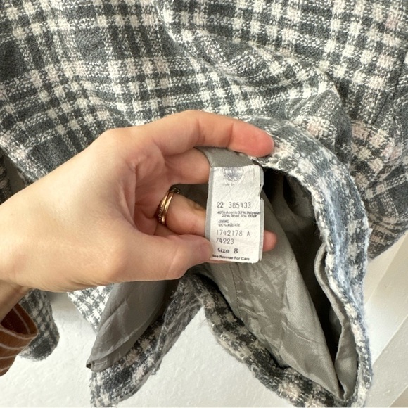 Vintage Koret Union Made USA Plaid Checkered Gray Pink Blazer Single Button 8 - Picture 7 of 9